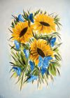 Sonnenblumen und Schmetterl. I - 50 x 70 - Acryl