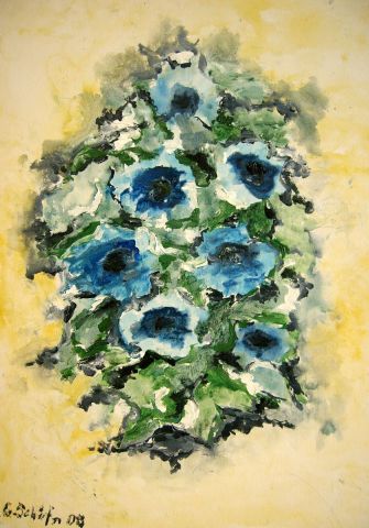 Blauer Mohn - 50 x 70 cm - Acryl