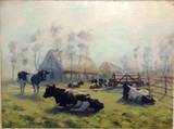 4b, Johann-Wilh. van der Heide, 1878 - 1957, "Ruhendes holländisches Vieh", Öl/Lwd. ,  60 x80 cm