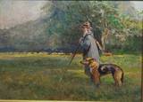 7e. Eugen Osswald, 1879-1960, "Schäfer mit Hund", Öl/Lwd., 35x48cm