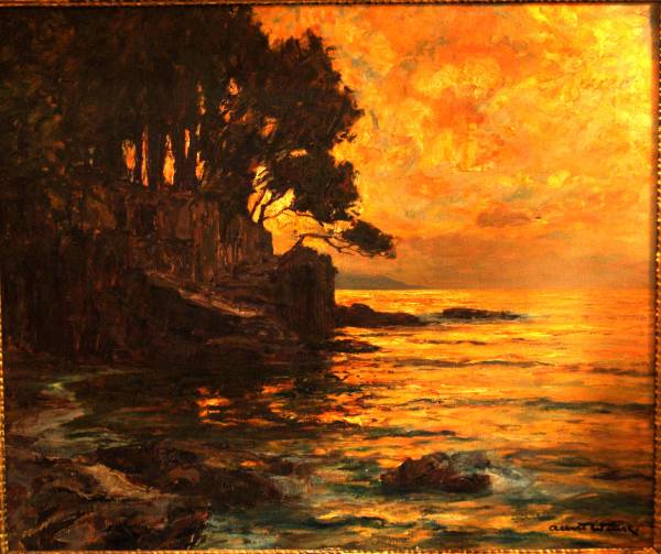 9e. Albert Wenk, 1863-1934,  "Sonnenuntergang bei Sorrent", Öl/Lwd. 94 x 110 cm, im Originalrahmen