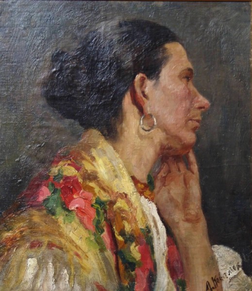 5h Kovalevskaya Zinaida, (1902 - 1979), "Portrait einer Russin" , Öl/Lwd, 42,5 x 37 cm.