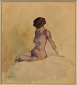 3c  Otto Adolf Krause, 1885 - 1975,  "Sitzender Akt" , Aquarell, 31 x 28 cm,