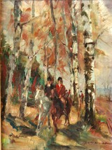 zu2   Inge Ungewitter, 1928-199?, "Parforcejagd", Öl/Lwd., 43 x 32 cm